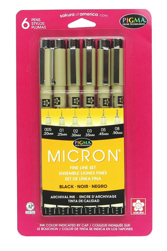 10. Sakura 30062 6-Piece Pigma Micron Ink Pen Set