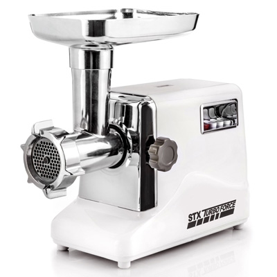 9. STX INTERNATIONAL STX-3000-TF Turboforce 3-Speed Electric Meat Grinder with 3 Cutting Blades, 3 Grinding Plates, Kubbe Attachment and Sausage Stuffing Tubes