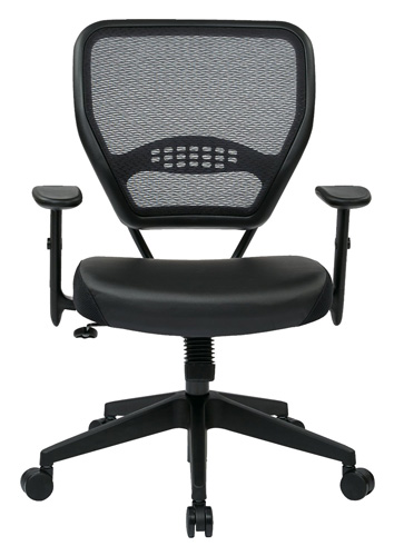 2. SPACE Seating Professional AirGrid Dark Back And Padded Black Eco Leather Seat, 2-to-1 Synchro Tilt Control, Adjustable Arms and Tilt Tension with Nylon Base Managers Chair