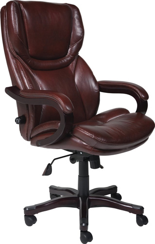 9. Serta 43506 Bonded Leather Big & Tall Executive Chair, Brown