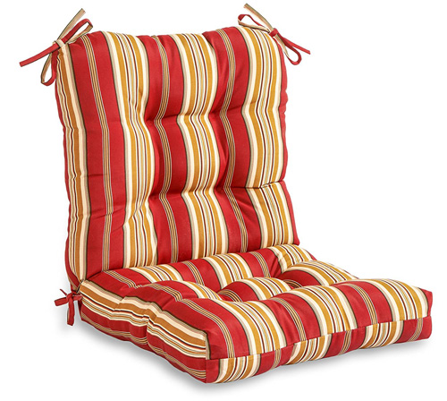 8. Greendale Home Fashions Indoor/Outdoor Seat/Back Chair Cushion, Roma Stripe