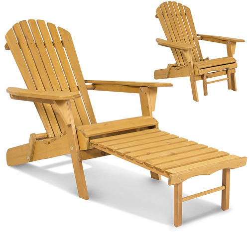 5. The Best Choice Products SKY2254 Adirondack Wood Chair with Pull-Out Ottoman