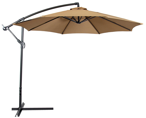 1. Best Choice Products Offset 10' Hanging Tan Patio Umbrella