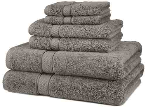 1. Pinzon Blended Egyptian Cotton 6-Piece Towel Set, Grey