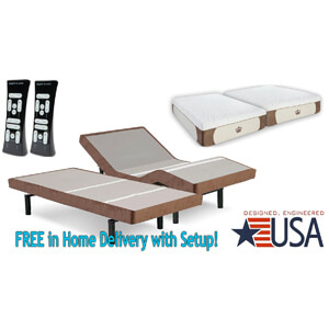 with Luxury 12-Inch Gel Memory Foam Bed / Split-King DynastyMattress S-Cape 2.0 Adjustable Beds Set Sleep System Leggett /& Platt